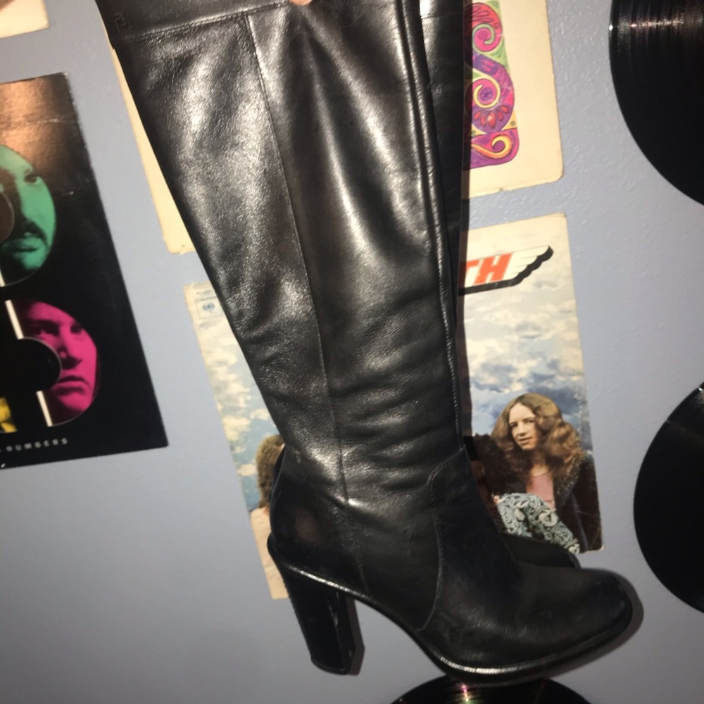 Black leather Tommy Hilfiger knee high boots
